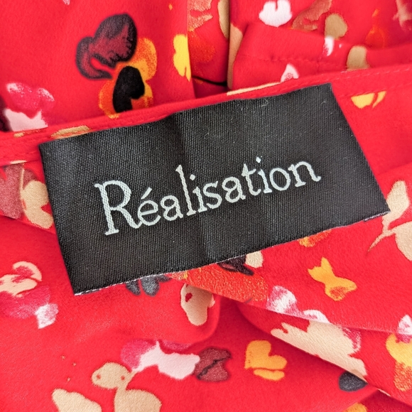 REALISATION PAR The Teale Dress In Rouge Fleur Red Floral L Large - Picture 13 of 16